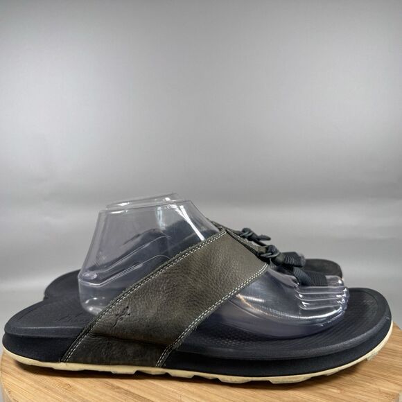 Chaco Mens Playa Pro Thong Loop Sandals Size 12 Black Leather - Picture 1 of 6